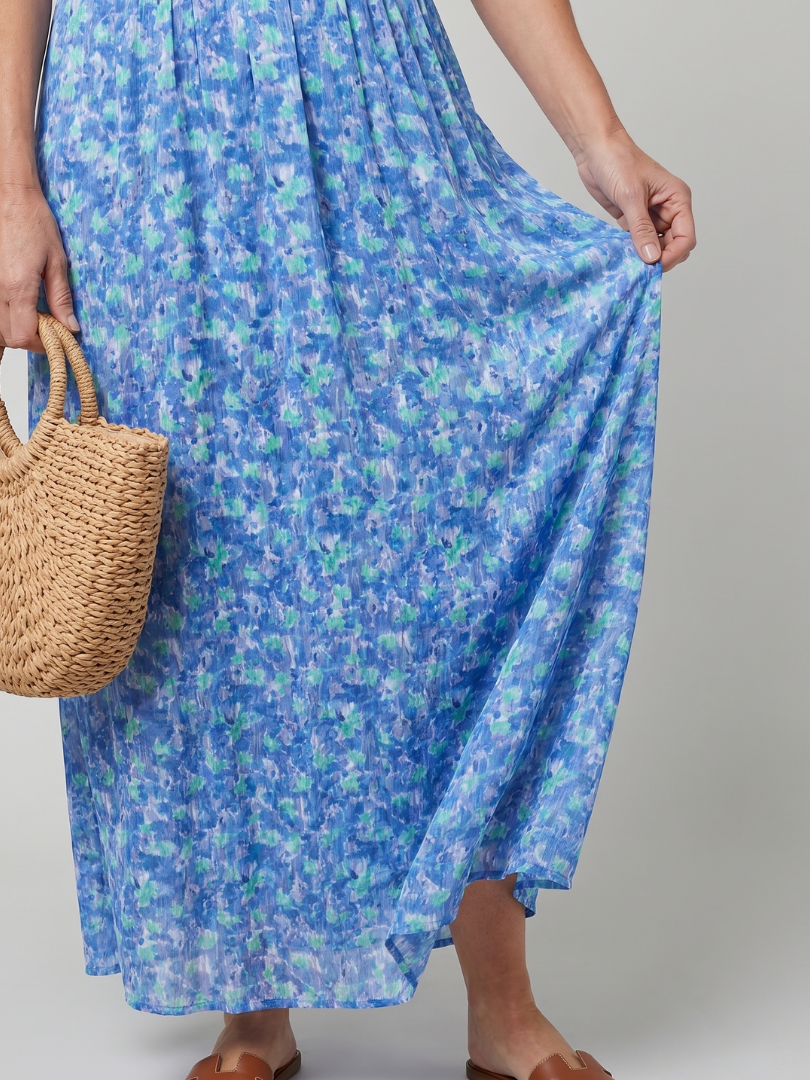 Juana - Vestido midi con estampado de florecitas y manga corta