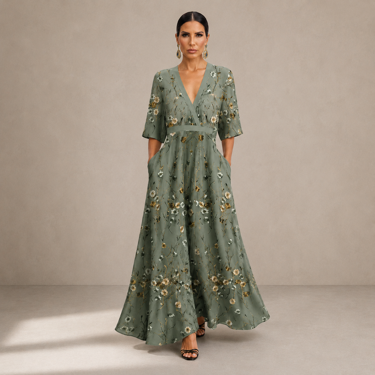 Elena™ | Vestido largo elegante floral