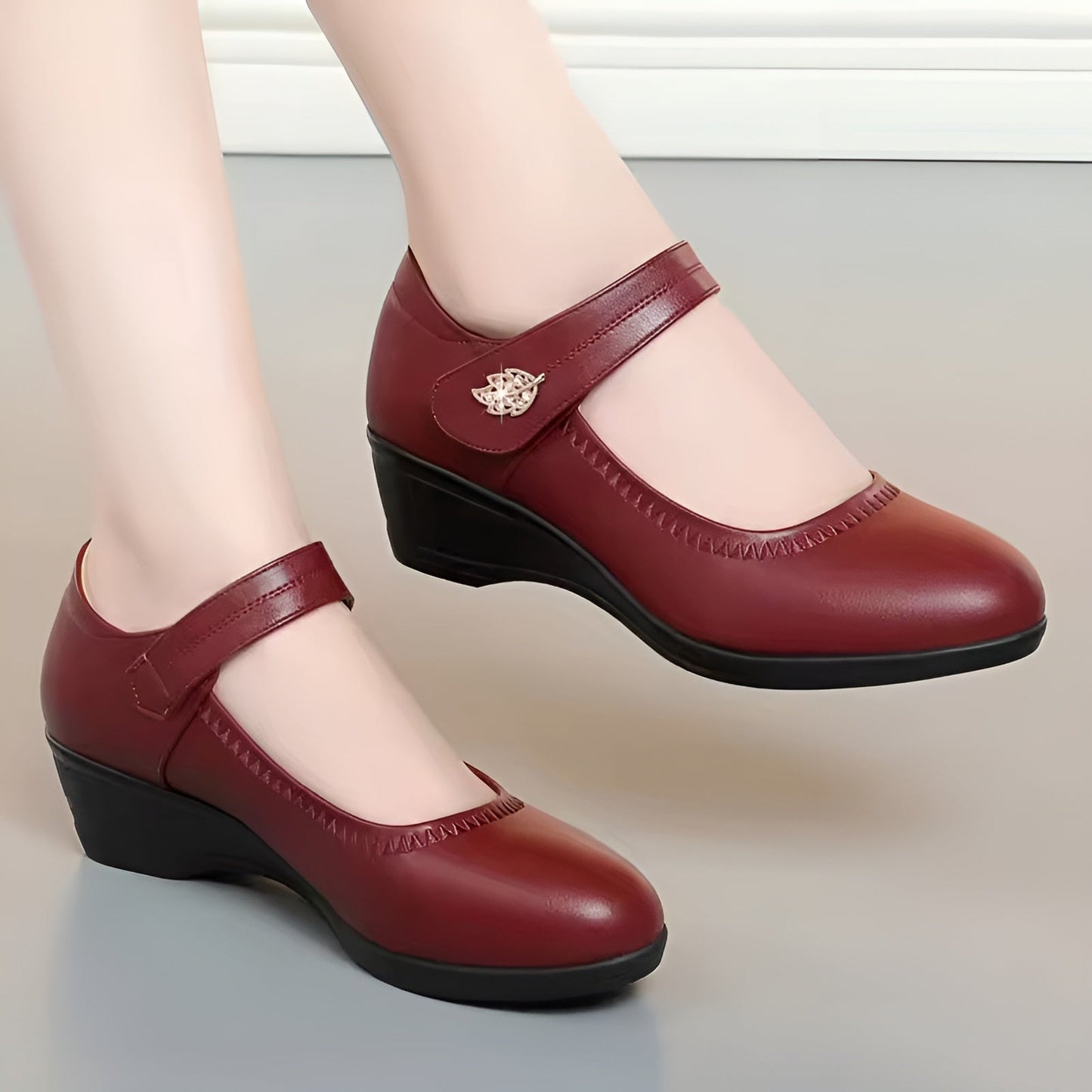 Brenka - Elegantes Zapatos De Cuero Con Correa