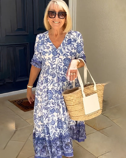 Manoli | Elegante vestido floral con cuello en V -