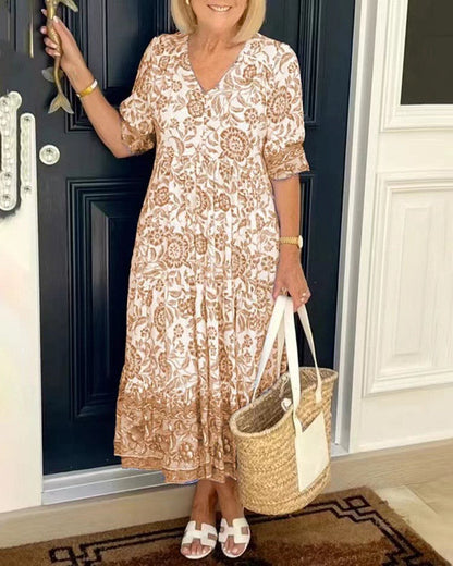 Manoli | Elegante vestido floral con cuello en V -