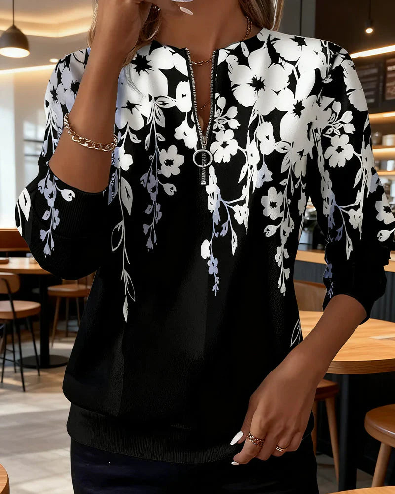 Marci | Sudadera Estampada Con Cuello Y Media Cremallera