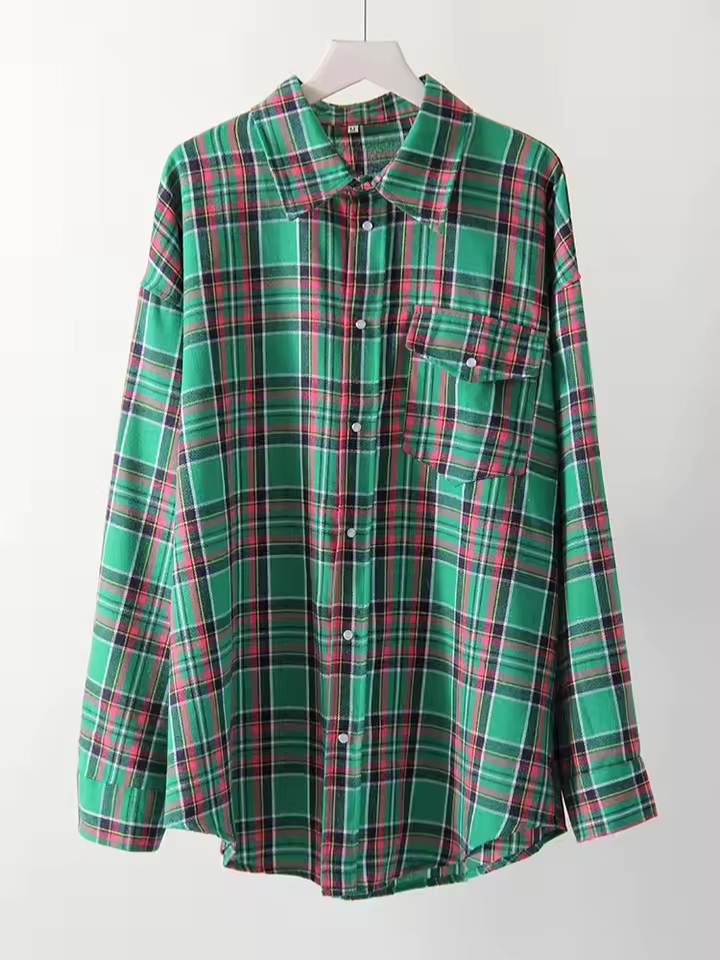 LUSIANA™ | CAMISA DE CUADROS OVERSIZE VINTAGE