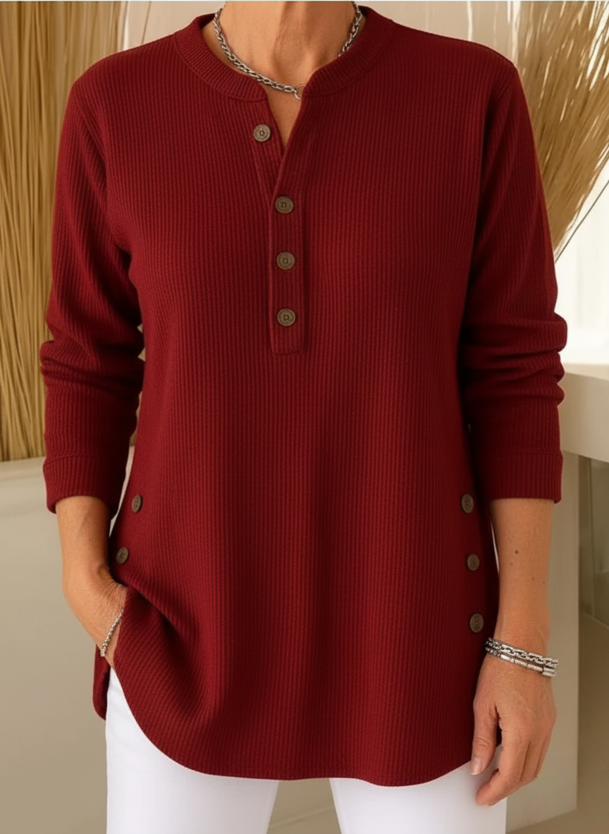Elise™ – Suéter liso de punto con mangas largas