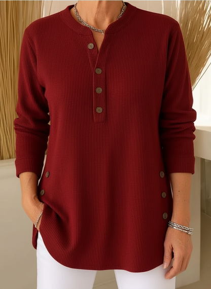Elise™ – Suéter liso de punto con mangas largas
