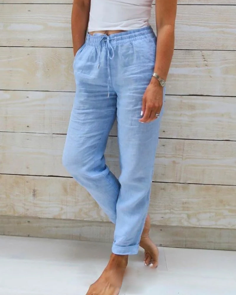 Sofia - Pantalones de mujer de algodón con cordón