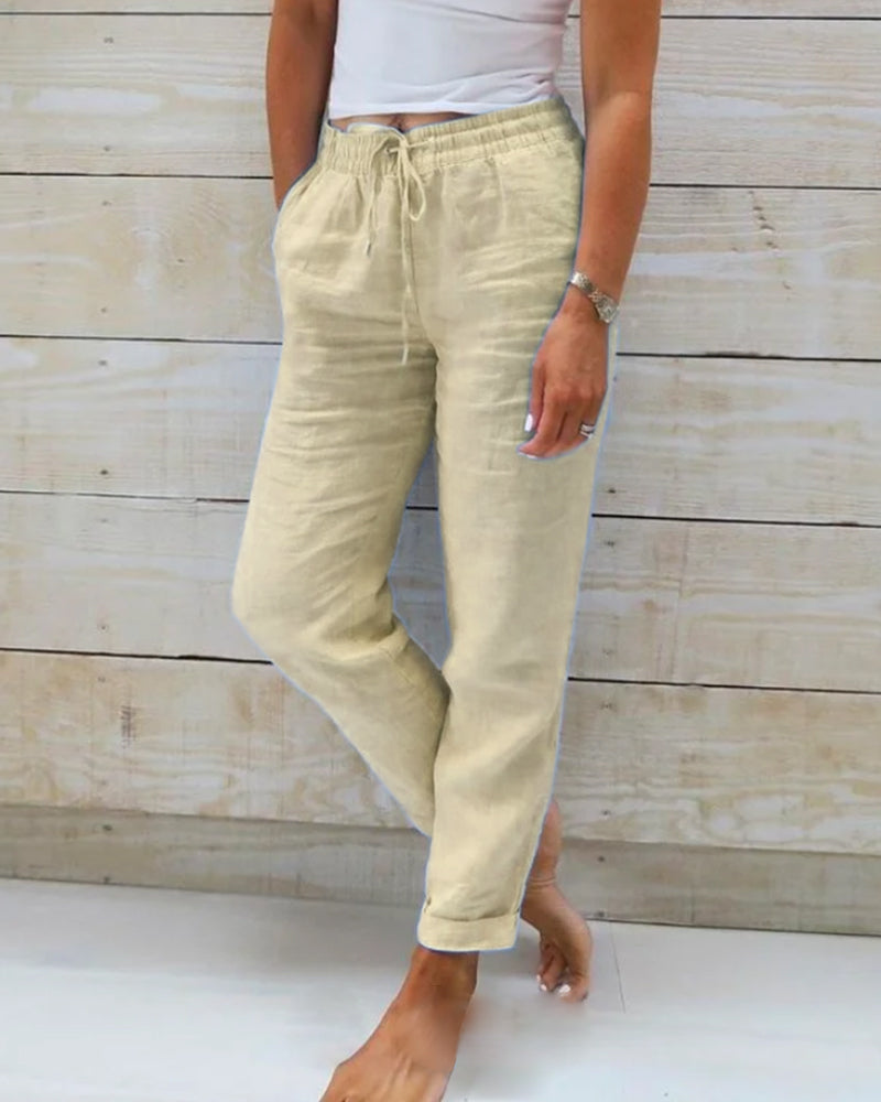 Sofia - Pantalones de mujer de algodón con cordón
