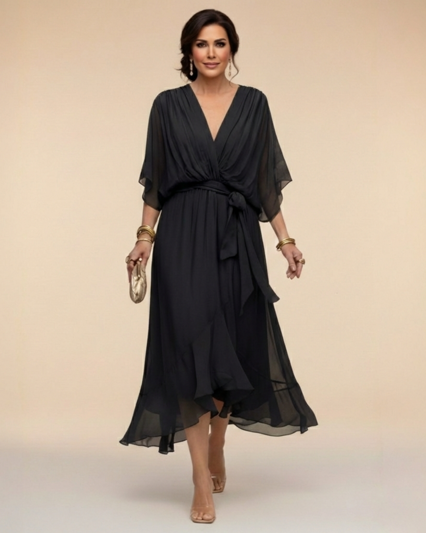 Daniela™ | Vestido de chifon escote en v