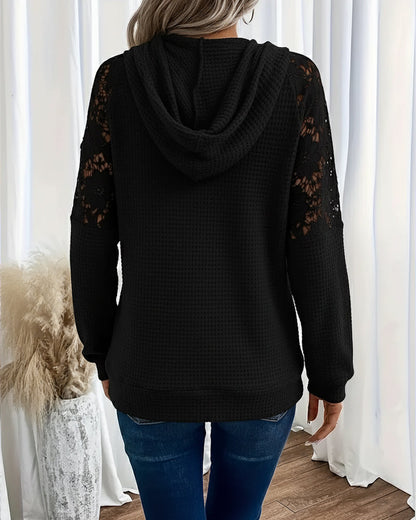 Laessa - Sudadera Con Capucha y Encaje Floral Con Bolsillo Delantero