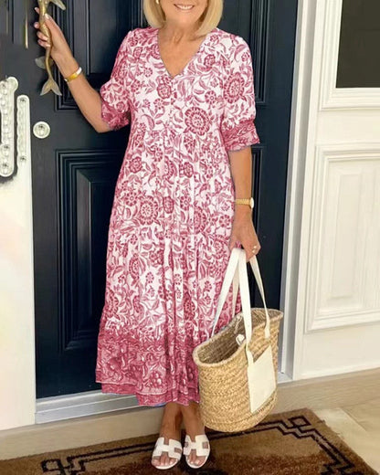 Manoli | Elegante vestido floral con cuello en V -