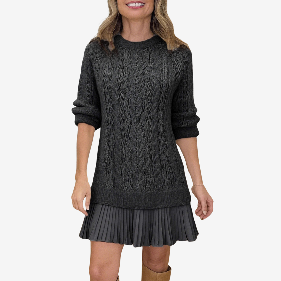 Zorina™ | Vestido De Punto Con Falda Plisada