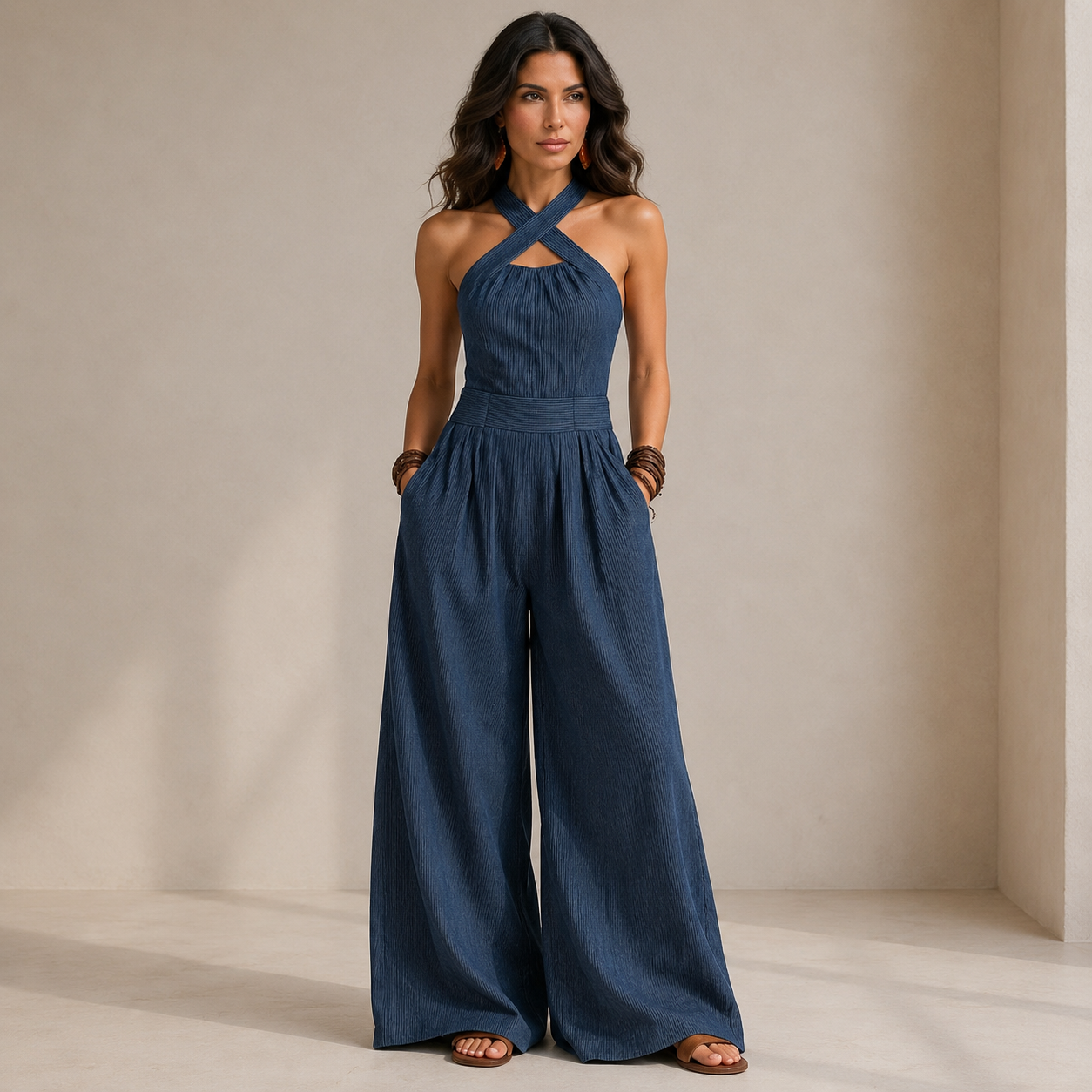 Blanca | Mono con escote cruzado elegante