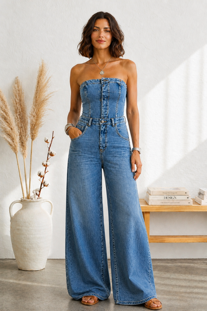 PAULA | Mono Azul Sculpt Strapless