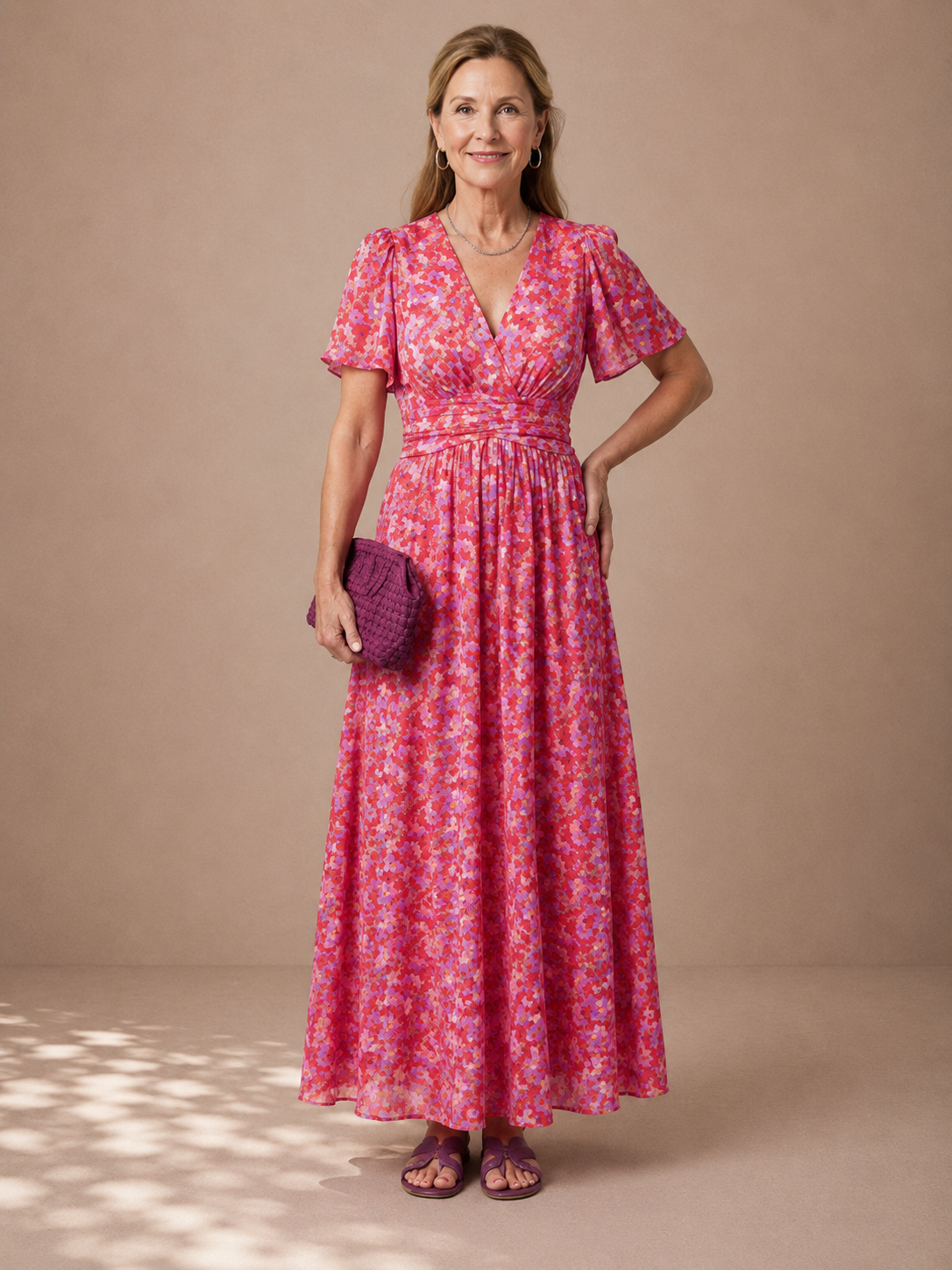 Juana - Vestido midi con estampado de florecitas y manga corta