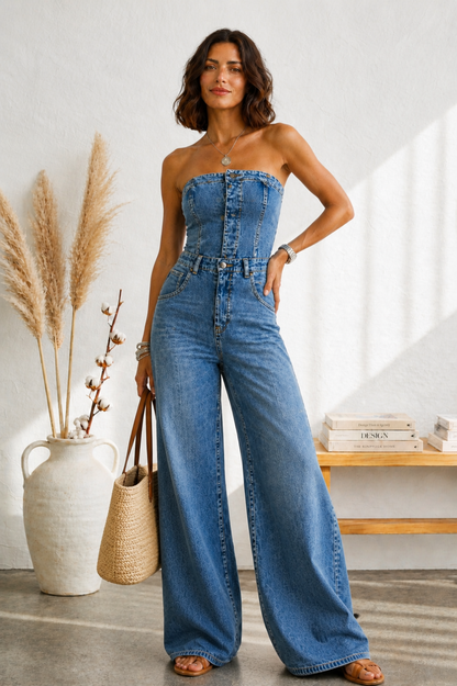 PAULA | Mono Azul Sculpt Strapless
