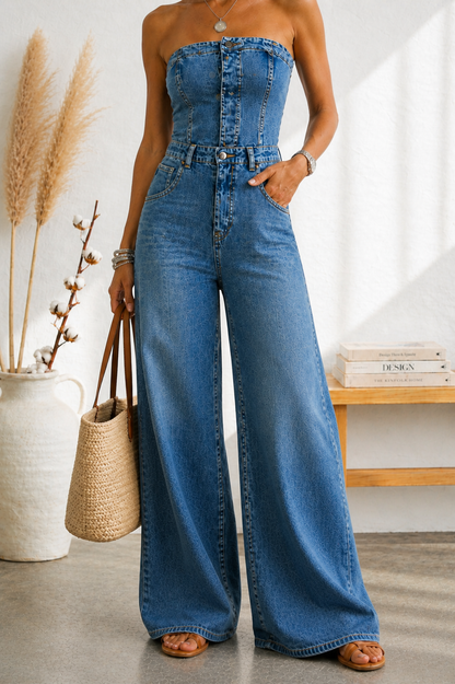 PAULA | Mono Azul Sculpt Strapless