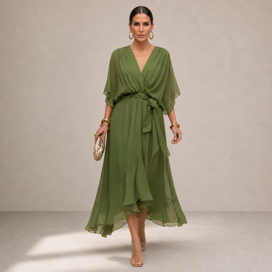Daniela™ | Vestido de chifon escote en v