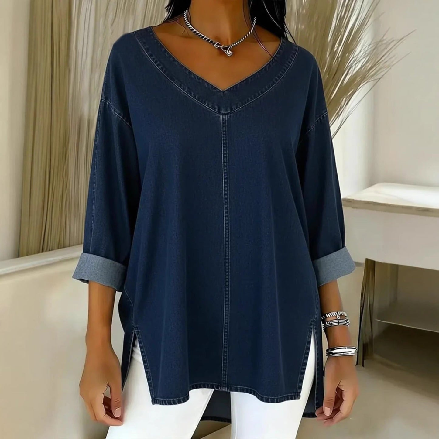 Retro | Top Vaquero Con Cuello Chal