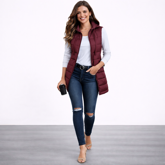 Maurina - Informal Sin Mangas Largo Puffer Chaleco