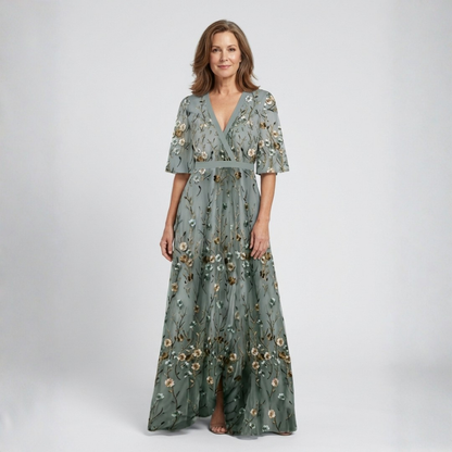 Carmen – Vestido largo de flores con cuello en V