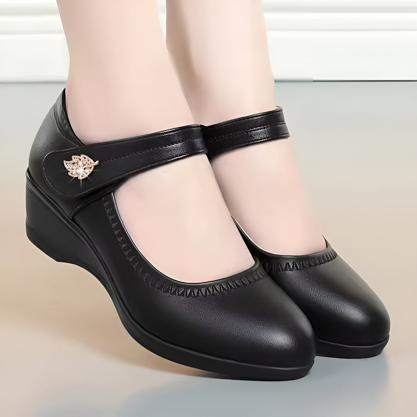 Brenka - Elegantes Zapatos De Cuero Con Correa