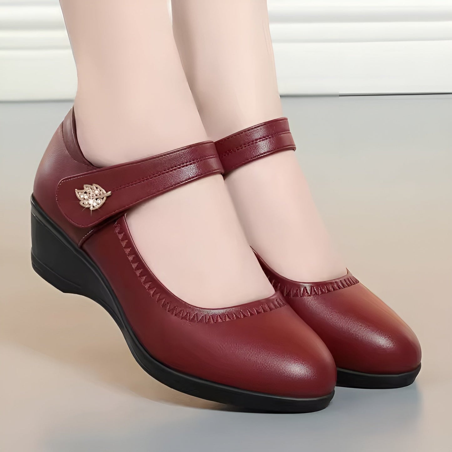 Brenka - Elegantes Zapatos De Cuero Con Correa