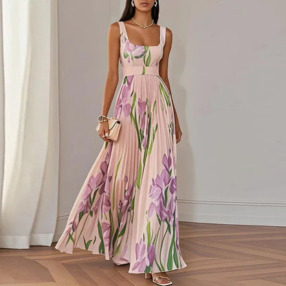 Julia| Vestido largo de corte A con estampado floral