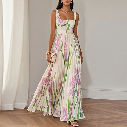 Julia| Vestido largo de corte A con estampado floral