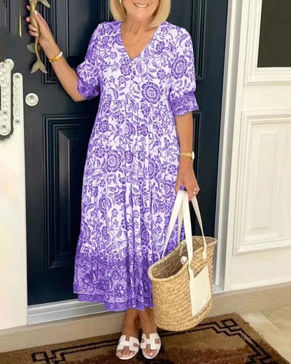 Manoli | Elegante vestido floral con cuello en V -