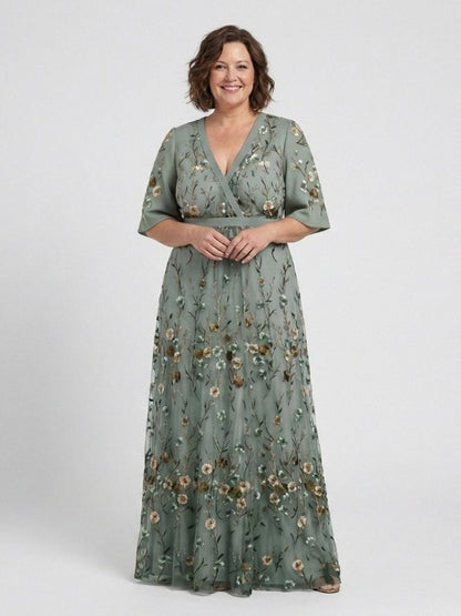 Carmen – Vestido largo de flores con cuello en V
