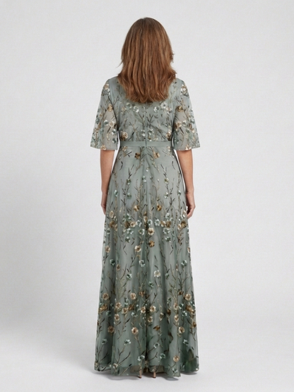 Carmen – Vestido largo de flores con cuello en V