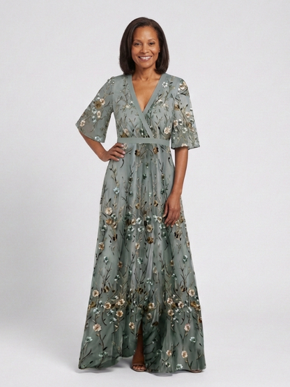 Carmen – Vestido largo de flores con cuello en V