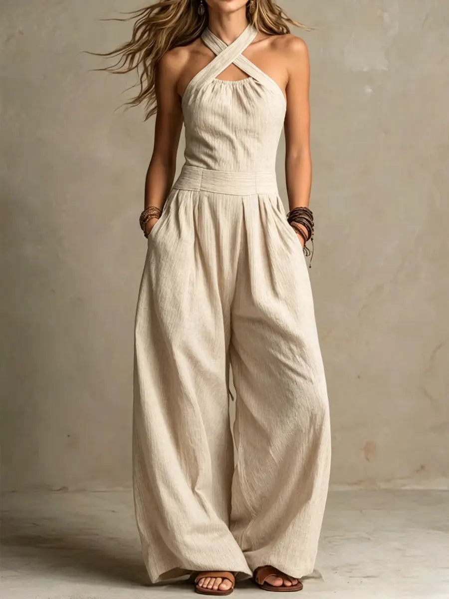 Blanca | Mono con escote cruzado elegante